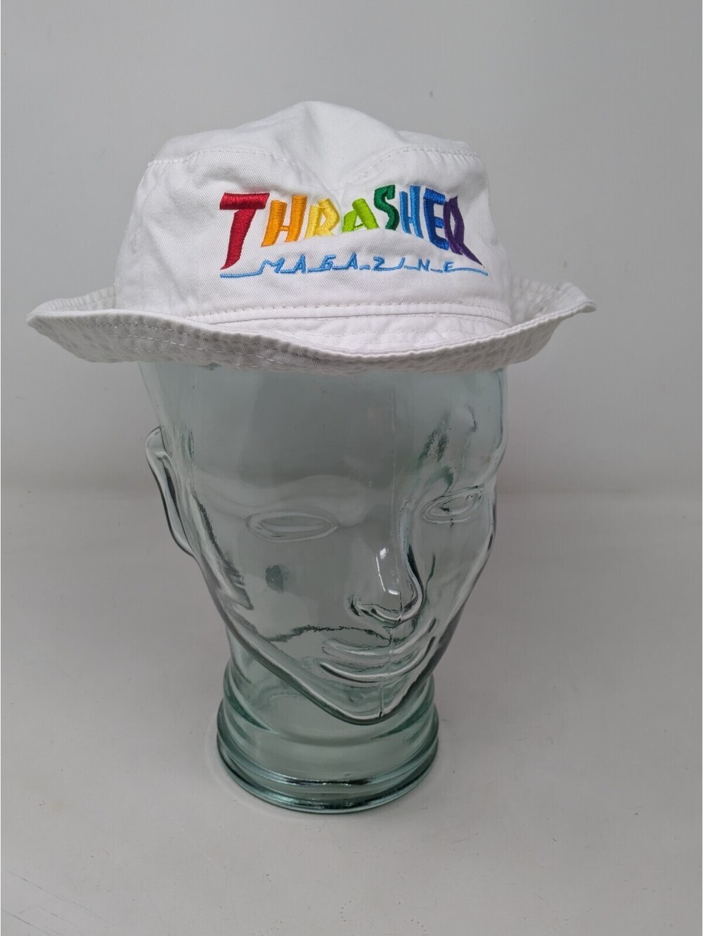 Thrasher Magazine Rainbow Logo Bucket Brim Hat Cotton Skateboard Small 90s Style